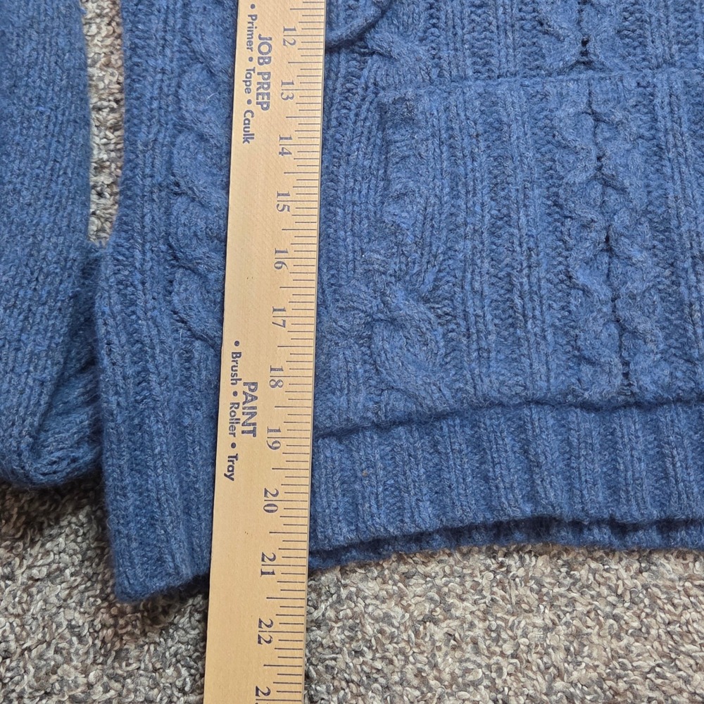 Lili Cable Knit Hoodie Womens L(fits like S) Blue Angora Wool Blend Sweater Boho - Picture 4 of 7